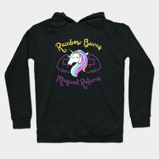 Rainbow Burns Magical Returns, Unicorn Muscle Gains Rainbow veins Design Hoodie